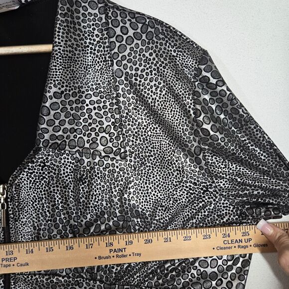 Artex Fashions Jacket Sz 2X Black Silver Metallic Animal Print Slinky Zip Up - Picture 11 of 14